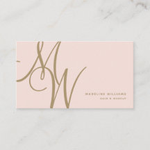 Chic Blush Pink Gold Monogram Script-Initialen