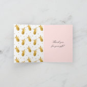 Chic Blush Pink Gold Pineapples and Dots Thank you Bedankkaart (Binnen)