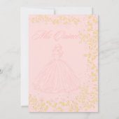 Chic Blush Pink & Gold Quinceanera Invitation Kaart (Achterkant)