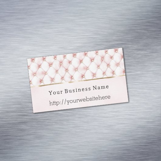 Chic Blush Pink Gold Tufts Business name website Magnetisch Visitekaartje (Voorbeeld)
