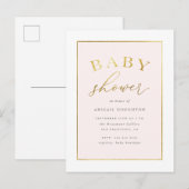 Chic Blush Pink Gold Typography Baby shower Uitnodiging Briefkaart (Voorkant / Achterkant)