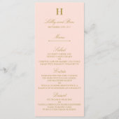 Chic Blush Pink & Gold Wedding Menu Sjabloon Kaart (Voorkant)