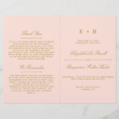 Chic Blush Pink & Gold Wedding Program Sjabloon (Voorkant)
