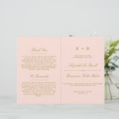 Chic Blush Pink & Gold Wedding Program Sjabloon (Staand voorkant)