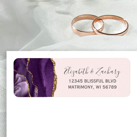 Chic Blush Pink Gold Wedding Retouradres Etiket