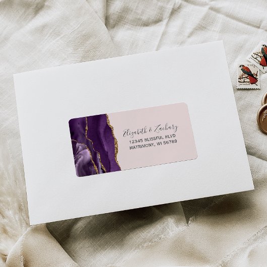 Chic Blush Pink Gold Wedding RSVP-adres Etiket