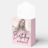 Chic Blush Pink Gradient Photo Birthday Dinner Bedankdoosjes (Geopend)