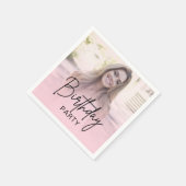 Chic Blush Pink Gradient Photo Birthday Servet (Hoek)