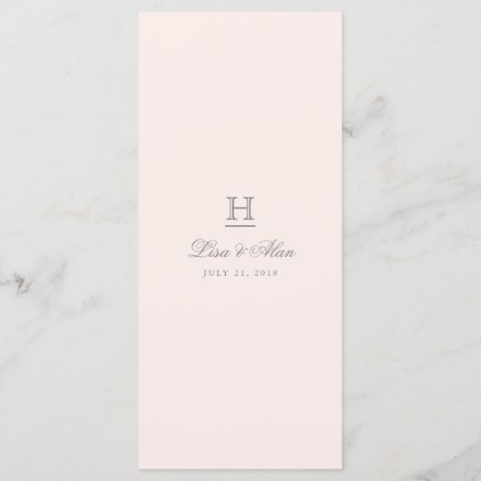 Chic Blush Pink & Gray Wedding Menu Sjabloon (Achterkant)