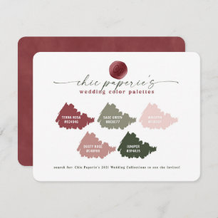 Chic Blush Pink & Green Wedding Color Palette Card