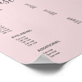 Chic Blush Pink Hair Salon Price List Service Menu Poster (Hoek)