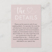 Chic Blush Pink Heart Weddenschap Details Informatiekaartje (Voorkant)
