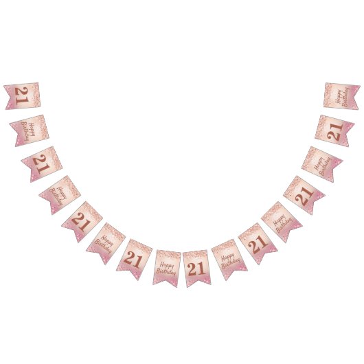 Chic Blush Pink Holo Glitter Birthday Vlaggetjes (Alle)