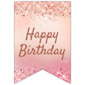 Chic Blush Pink Holo Glitter Birthday Vlaggetjes (Tweede vlag)