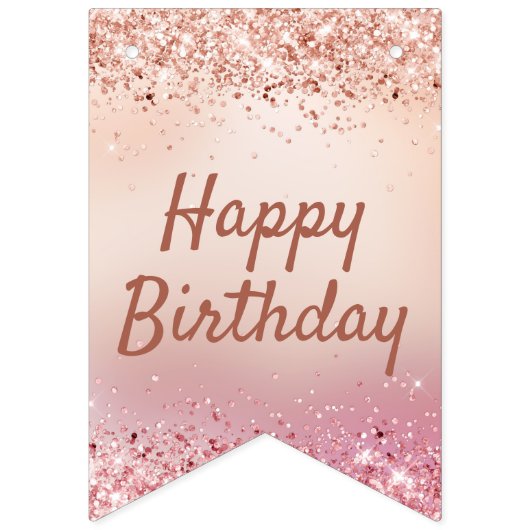 Chic Blush Pink Holo Glitter Birthday Vlaggetjes (Tweede vlag)