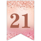 Chic Blush Pink Holo Glitter Birthday Vlaggetjes (Derde vlag)