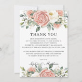 Chic Blush Pink Ivory Floral Wedding Bridal Bedankkaart (Voorkant)