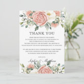 Chic Blush Pink Ivory Floral Wedding Bridal Bedankkaart (Staand voorkant)