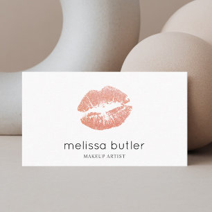 Chic Blush Pink Lips Makeup Artist Visitekaartje