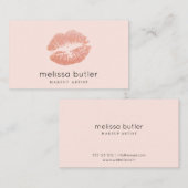 Chic Blush Pink Lips Makeup Artist Visitekaartje (Voorkant / Achterkant)