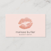 Chic Blush Pink Lips Makeup Artist Visitekaartje (Voorkant)