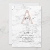 Chic Blush Pink Marble Monogram 30th Birthday Kaart (Achterkant)