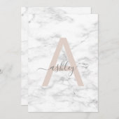 Chic Blush Pink Marble Monogram 30th Birthday Kaart (Voorkant / Achterkant)
