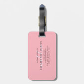 Chic Blush Pink met zwarte kalligrafie naam Bagagelabel (Achterkant verticaal)