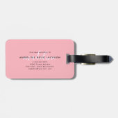 Chic Blush Pink met zwarte kalligrafie naam Bagagelabel (Achterkant horizontaal)
