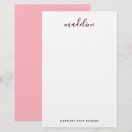 Chic Blush Pink met zwarte kalligrafie naam Briefpapier