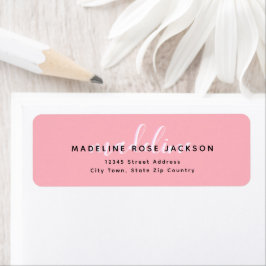Chic Blush Pink met zwarte kalligrafie naam Etiket