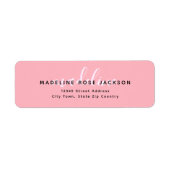 Chic Blush Pink met zwarte kalligrafie naam Etiket (Voorkant)