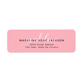 Chic Blush Pink met zwarte kalligrafie naam Etiket