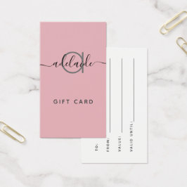 Chic Blush Pink Modern Elegant Monogram Cadekaartj Visitekaartje