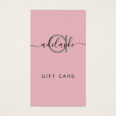 Chic Blush Pink Modern Elegant Monogram Cadekaartj Visitekaartje (Voorkant)