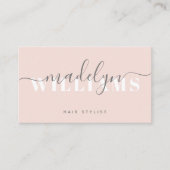 Chic Blush Pink Modern Monogram Script Handtekenin Visitekaartje (Voorkant)