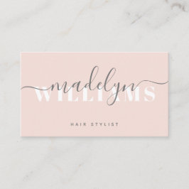 Chic Blush Pink Modern Monogram Script Handtekenin Visitekaartje