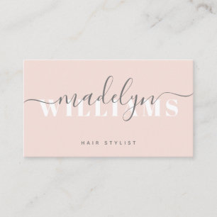 Chic Blush Pink Modern Monogram Script Handtekenin Visitekaartje