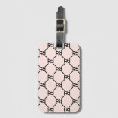 Chic Blush Pink Monogram Initiaal Elegant Luxury Bagagelabel (Voorkant (verticaal))