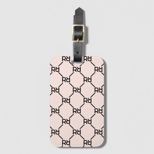 Chic Blush Pink Monogram Initiaal Elegant Luxury Bagagelabel (Voorkant (verticaal))