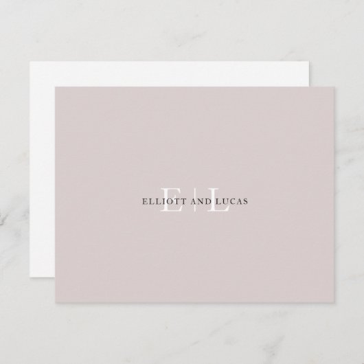 Chic Blush Pink Monogram Notitiekaartje (Voorkant / Achterkant)