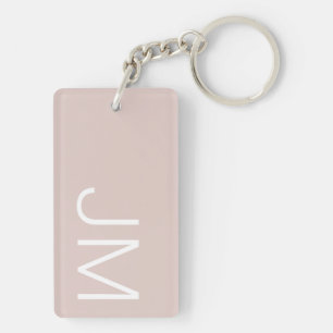 Chic Blush Pink Oversize Monogrammen Initialen Sleutelhanger