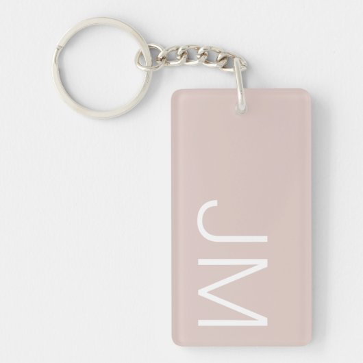 Chic Blush Pink Oversize Monogrammen Initialen Sleutelhanger (Voorkant)