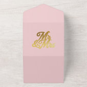 Chic Blush Pink Peony Sage Deer Antlers Weddenscha All In One Uitnodiging (Buitenkant)