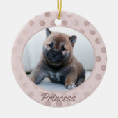 Chic Blush Pink Pet Foto met Kerstmis Keramisch Ornament (Voorkant)