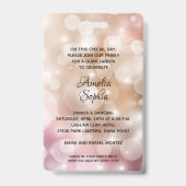 Chic Blush Pink Quinceañera nodigt VIP-pas uit Badge (Achterkant)