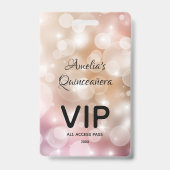 Chic Blush Pink Quinceañera nodigt VIP-pas uit Badge (Voorkant)