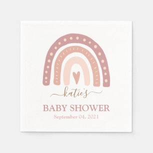 Chic Blush Pink Rainbow Girl Baby shower Servet
