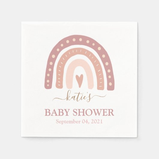 Chic Blush Pink Rainbow Girl Baby shower Servet (Voorkant)