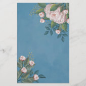 Chic Blush Pink  Roos Floral Elegant Flower Briefpapier (Achterkant)
